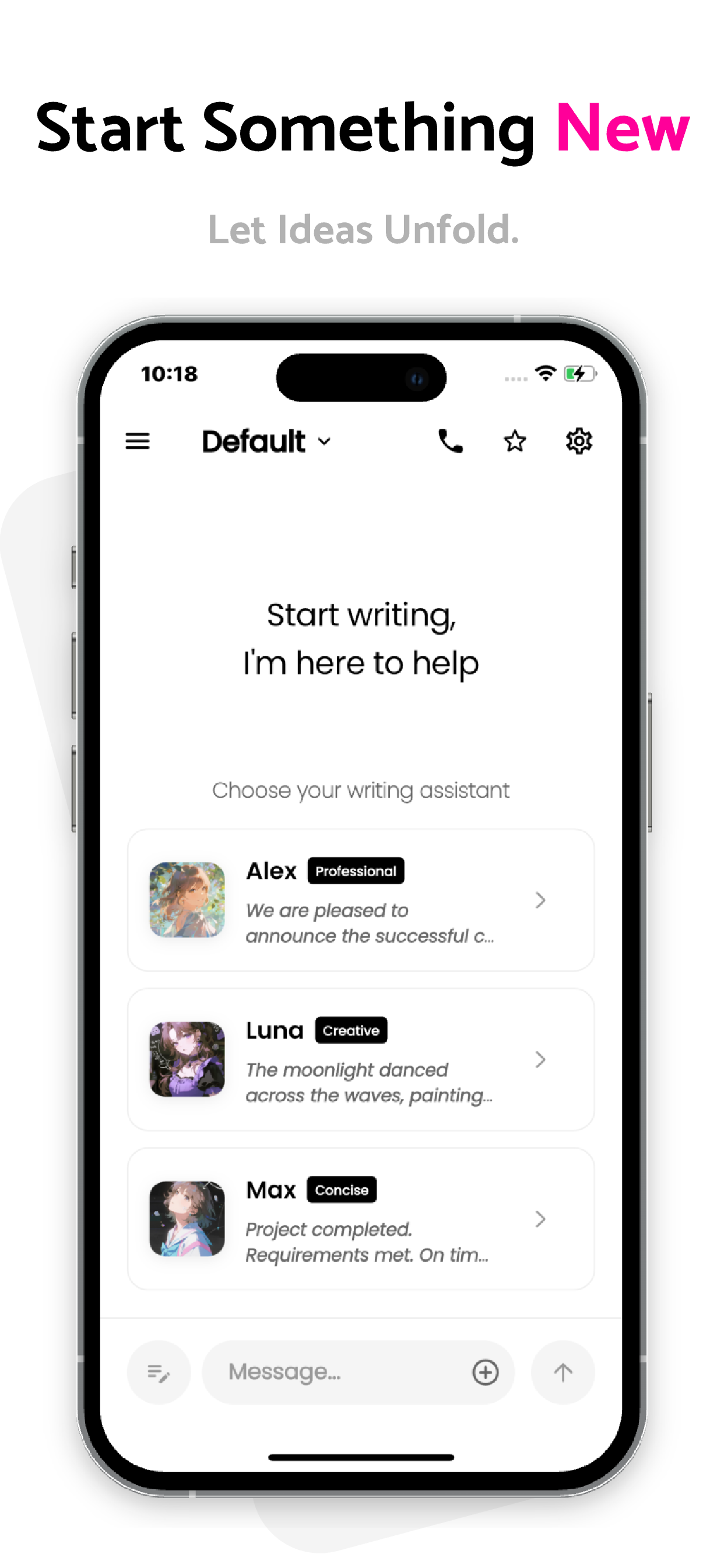 Dari AI Writing App - Chat Interface